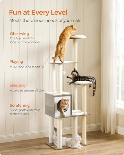 Feandrea Cat Tree, 64.6-Inch Multi-Level Tower