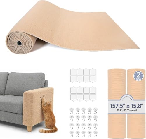 157.5" x 15.8" Cat Scratch Furniture Protector, Self-Adhesive Couch Protector