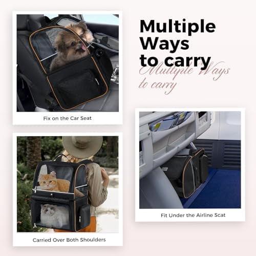 Double Cat Backpack Carrier for 2 Cats, Double-Compartment Pet Carrier Backpack