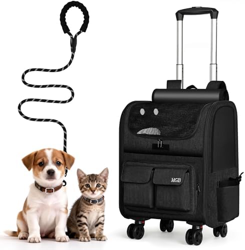 MGB Rolling Cat Carrier with Wheels, Pet Carrier