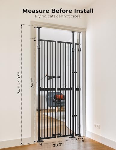 Extra Tall Cat Gate for Doorway, Pressure Mounted Pet Gate