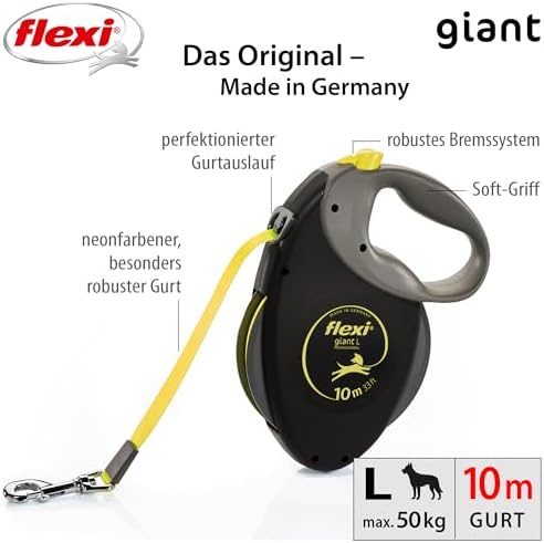 Flexi Giant Professional, L: 10 M, Schwarz/Neon