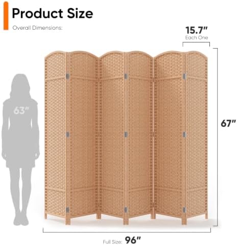 JOSTYLE Outdoor Privacy Screen 6-Panel Folding Room Divider Space Partition
