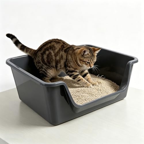 Low Entry Litter Box for Senior Cats High Sided Large Litter Box