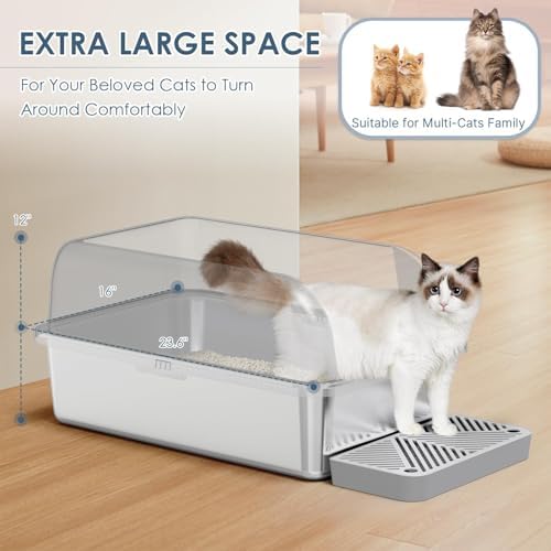 Suzzipaws 2 Pack XL Enclosed Stainless Steel Cat Litter Box
