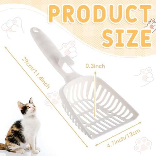 24 Pieces Cat Litter Scoop Bulk Plastic Long Handle White