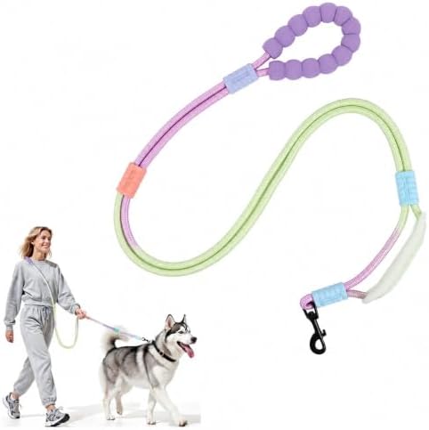 Hands Free Dog Leash, Double Handle Leash 5.5FT Purple-Green