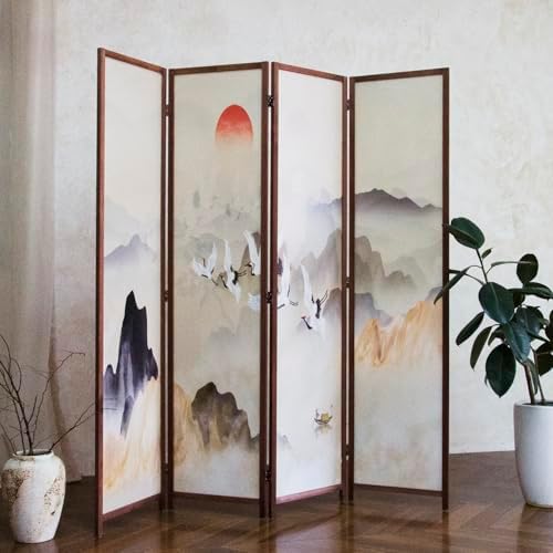 4 Panel Room Divider, 5.6 ft Tall Blackout Folding Privacy Screen