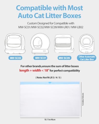 180 Count Drawstring Cat Litter Bags Compatible