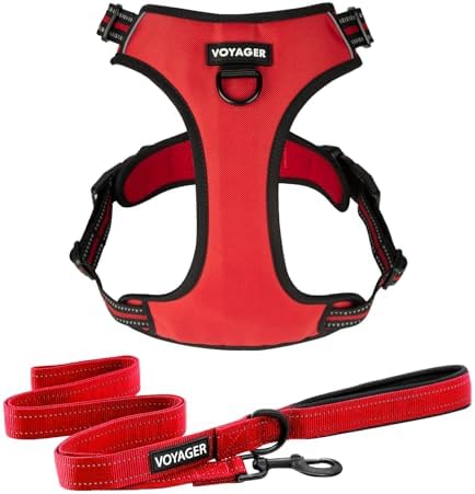 Voyager Dog Harness Dual Leash Attachment No-Pull Control Adjustable Soft but