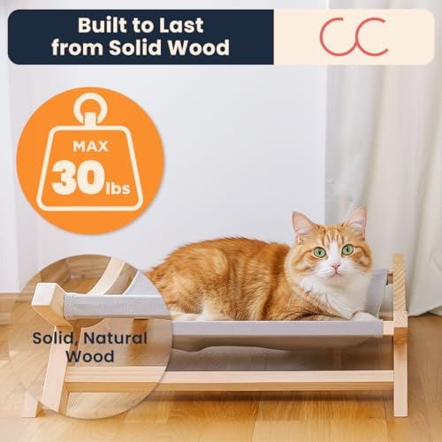 CallieCo Wooden Cat Hammock Bed Gray