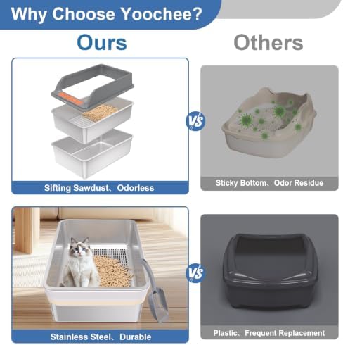 2PACK Stainless Steel Sifting Litter Box