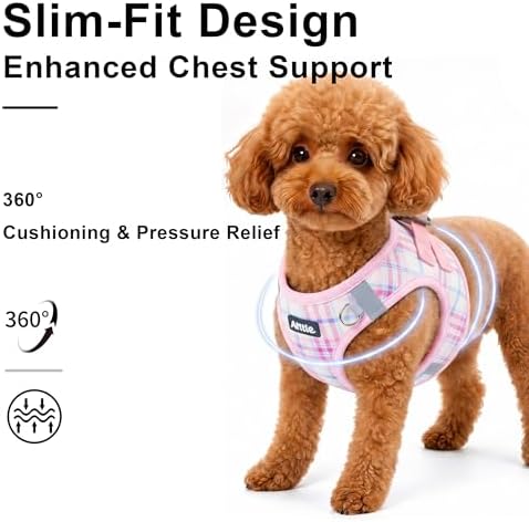 AIITLE Step in Dog Harness and Leash Set Plaid Adjustable