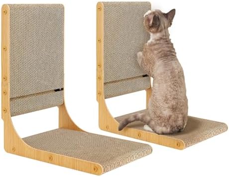 EHEYCIGA 2-Pack Cat Scratcher, 19.7 Vertical Indoor Cardboard Scratch Pad
