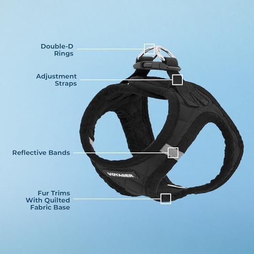 Voyager Step-in Plush Dog Vest Harness -Black Plush