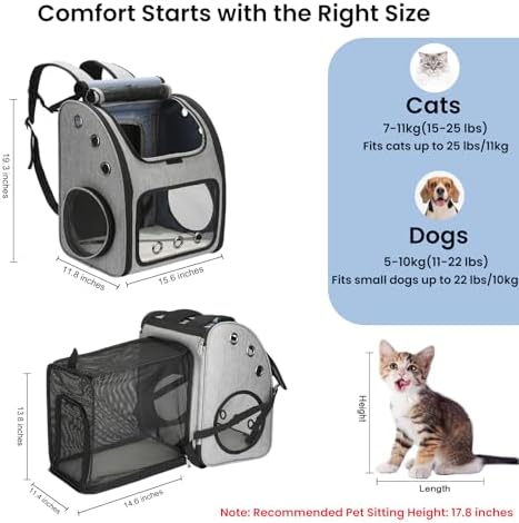 Expandable Cat Carrier Backpack, Large Space, Airline Approved