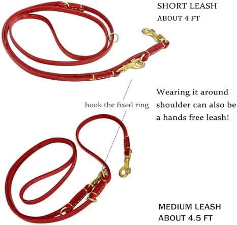 Soft Multi-Function 6 in 1 Leather Training Walking Leash, Hands Free, Crossbody