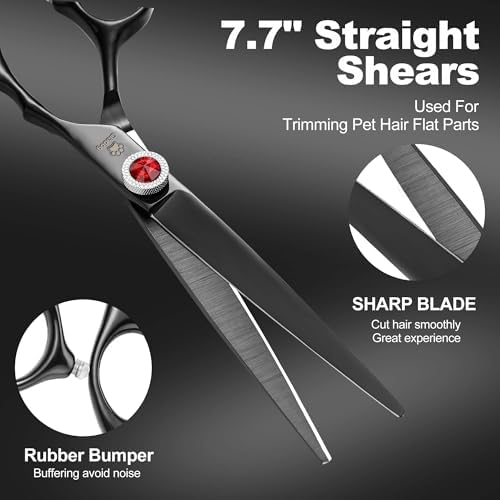 GLADOG 7 Inch Professional Dog Grooming Scissors Kit, Titanium Dog Scissors