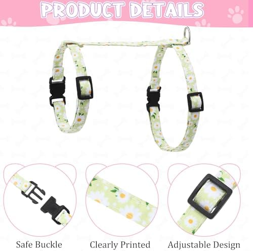 2 Pack Floral Cat Harness and Leash Escape Proof Adjustable Kitten Harness