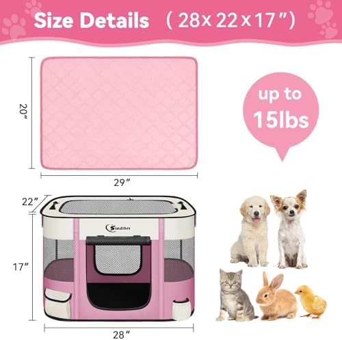 Siedihit 28" Dog Playpen, Cat Puppy Pen, Pet Portable Crate Indoor Outdoor
