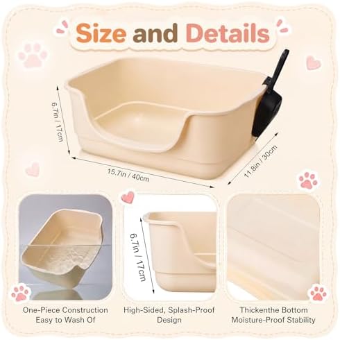 Bokon 2 Pack Small Cat Low Entry Litter Box, Kitty Litter Pan