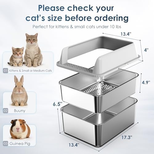 2PK Stainless Steel Litter Box