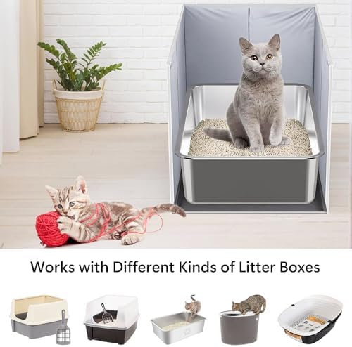 Extra Large Cat Litter Box Enclosure, Open Top High Sided Splash Guard