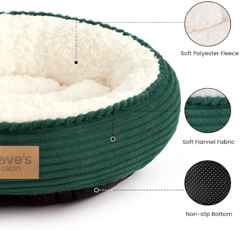 Love's cabin Round Donut Cat and Dog Cushion Bed, 24in Pet Bed