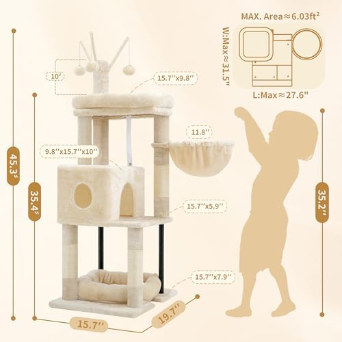 Heybly Cat Tree, 45.3" Cat Tower