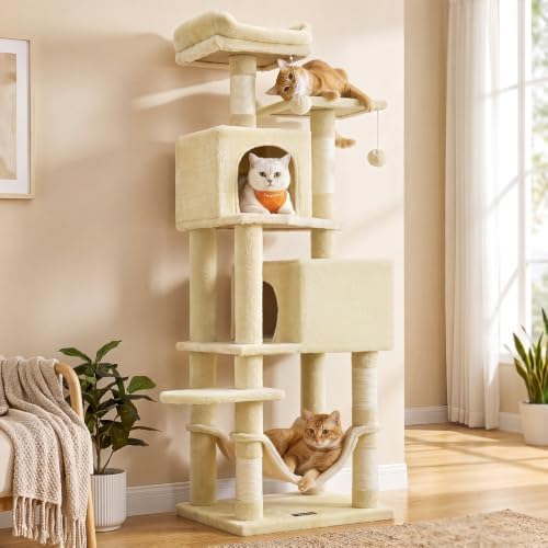 Feandrea Cat Tree, 59.5-Inch Tall Cat Tower