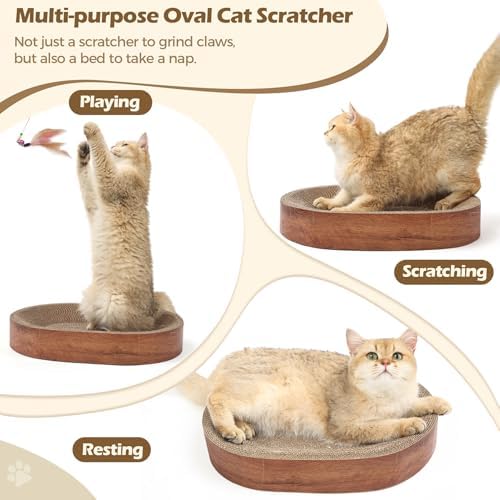 ComSaf Cat Scratcher Bed, Oval Cardboard Scratching Board