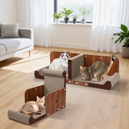 34 Inch Cat Scratcher Bed, Upgraded Cardboard Scratching Pad, Extra Large Cat