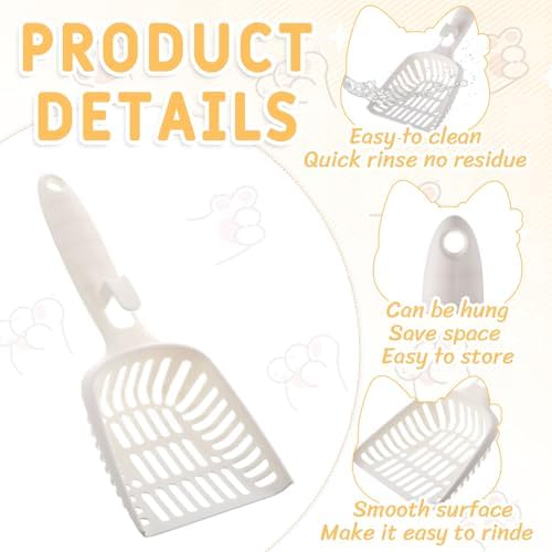 24 Pieces Cat Litter Scoop Bulk Plastic Long Handle White
