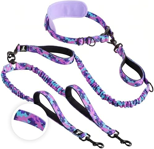SparklyPets Hands Free Dual Dog Leash, Medium & Large