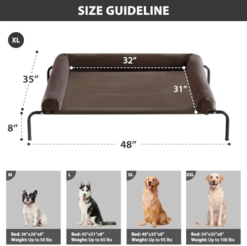 RRPETHOME Large Elevated Cooling Cot, Portable Outdoor Raised Dog Bed