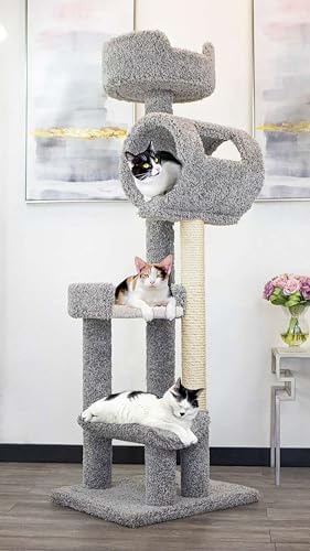 New Cat Condos 140003- Solid Wood Cat Climbing Tower Cat Tree