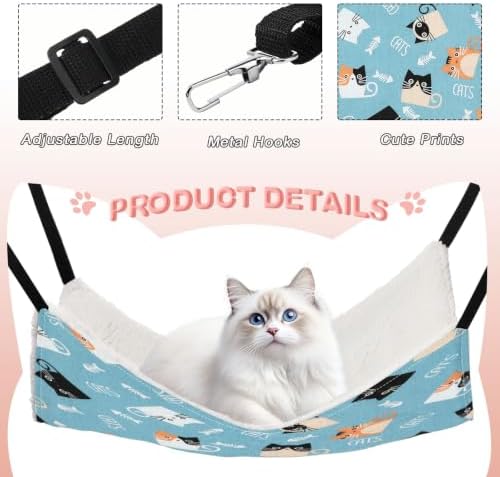 4 Pcs Cat Hammock for Cage Reversible Hanging Pet Bed