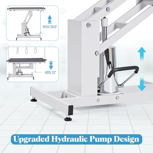 Garvee 43.3 in Hydraulic Pet Grooming Table, Professional Hydraulic Grooming