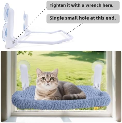AIWIKIDE Cat Window Perch with Cushion Rim, Easy Install Bracket, Portable Wall