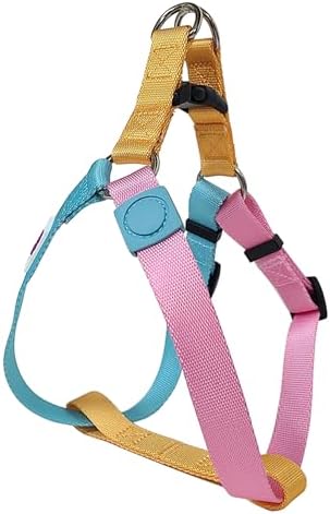 Blue Pink Tri-Color Small Dog Harness, Adjustable Step-in