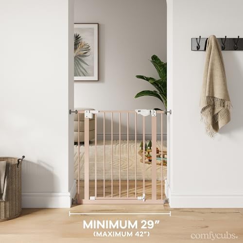 Comfy Cubs Baby Safety Gate Adjustable 42"x1.9"x30" Blush Pet Gate