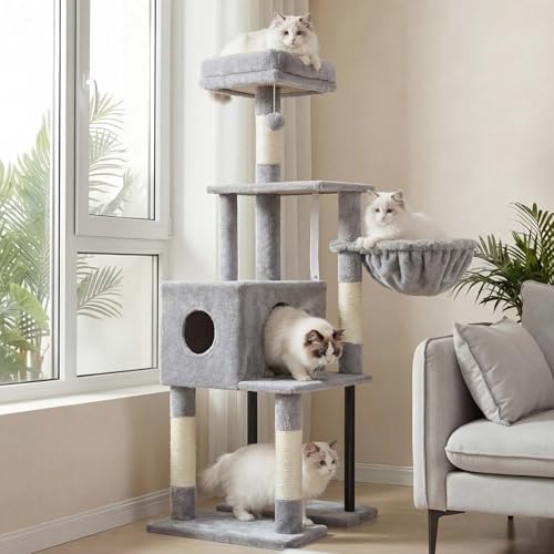 Heybly Cat Tree with Toy, 49 inch Cat Tower