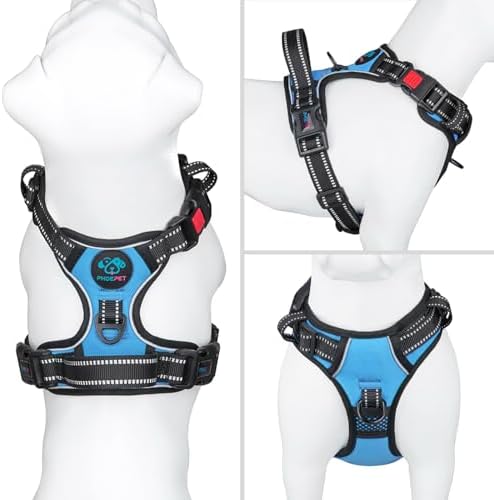 PHOEPET Reflective Dog Harness Large Breed Adjustable No Pull Vest