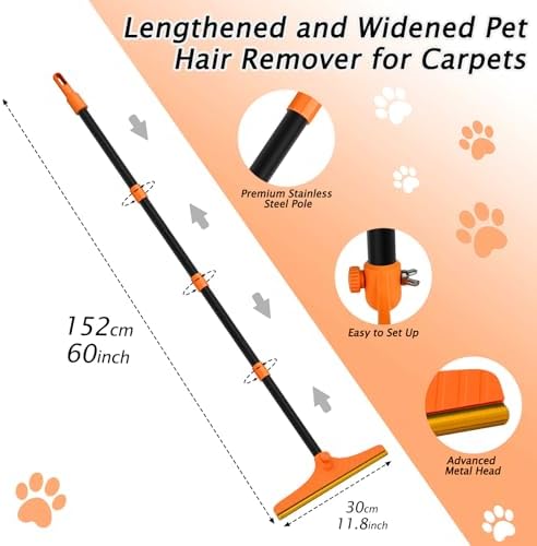 Carpet Rake for Pet Hair Removal Tool, Dog Cat Hair Remover for Furniture