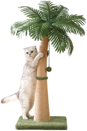 40'' Tall Cat Scratching Post Cat Tree, Curved Design Cat Scratcher Post