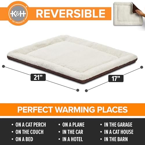 K&H Self-Warming Cat Bed Pad, Self Heating Pad, Small 21 X 17 Oatmeal/Choco