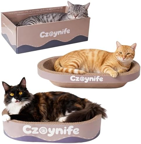 3PCS Cat Scratcher Cardboard, Oval Cat Scratch Pad Bowl Nest
