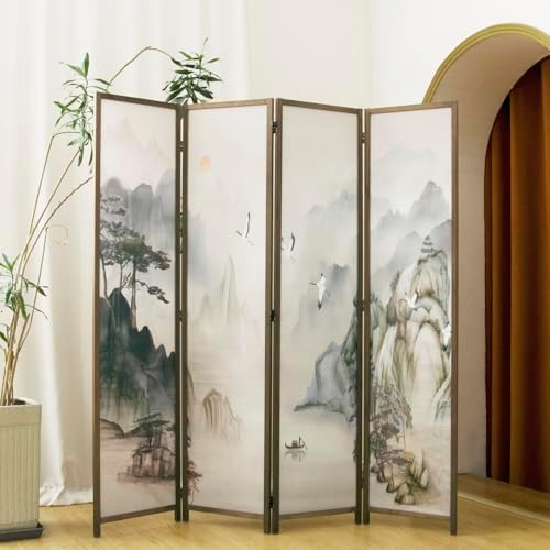 4 Panel Room Divider, 5.6 ft Tall Blackout Folding Privacy Screen