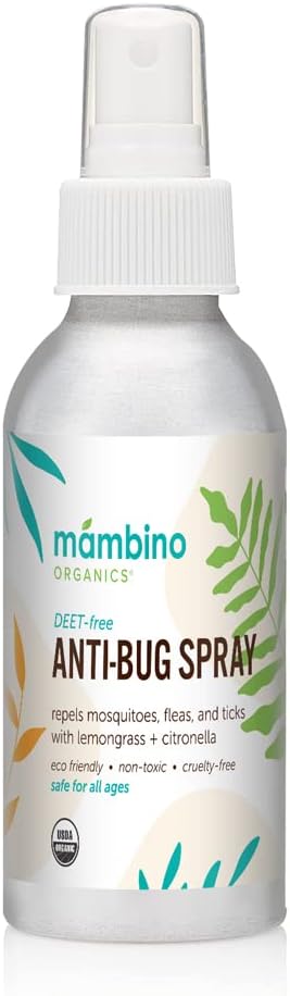 Anti-Bug Spray DEET-Free – Organic, All-Natural Bug Spray Travel Size with Essential Oils – Non-Toxic, Reef Safe, Face-Safe Bug Repellent for Babies, Kids, Adults by Mambino Organics, 2.7oz