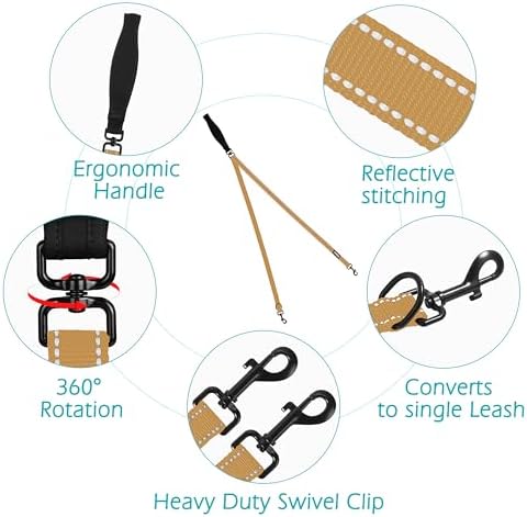 PetBonus Two Point Control Dog Leash, No Tangle Training Walking Leashes